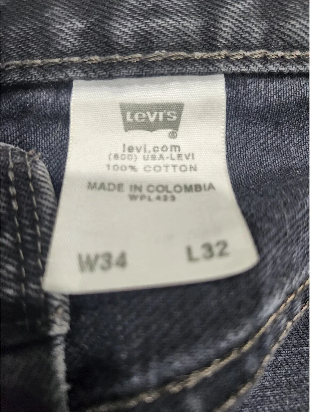 LEVI STRAUSS 501 Levis Red Tab Riveted Button Fly GRAY Jeans Tag Size W34 X L32